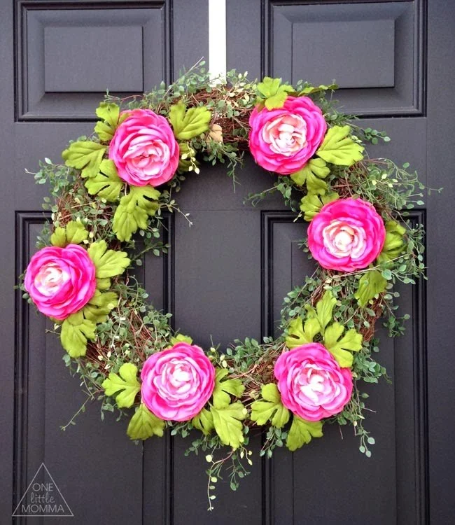 Spring Wreath- Pink Ranunculus