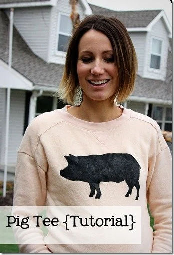 Pig Graphic Tee/Sweatshirt {Tutorial} + My Secret To A Long White Maternity Tee