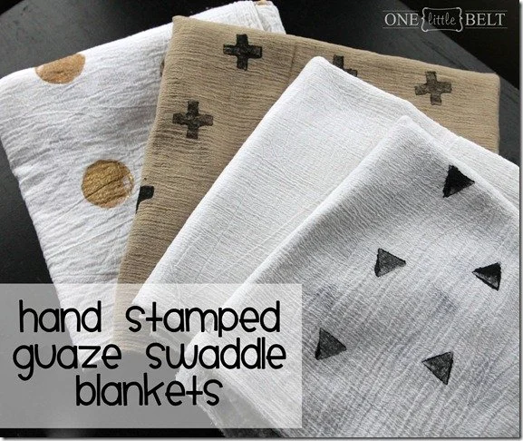Hand Stamped Gauze Swaddle Blankets Tutorial {Nursery Notes}
