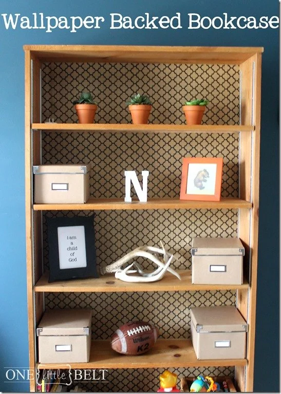 Wallpaper/Wrapping Paper Backed Bookcase