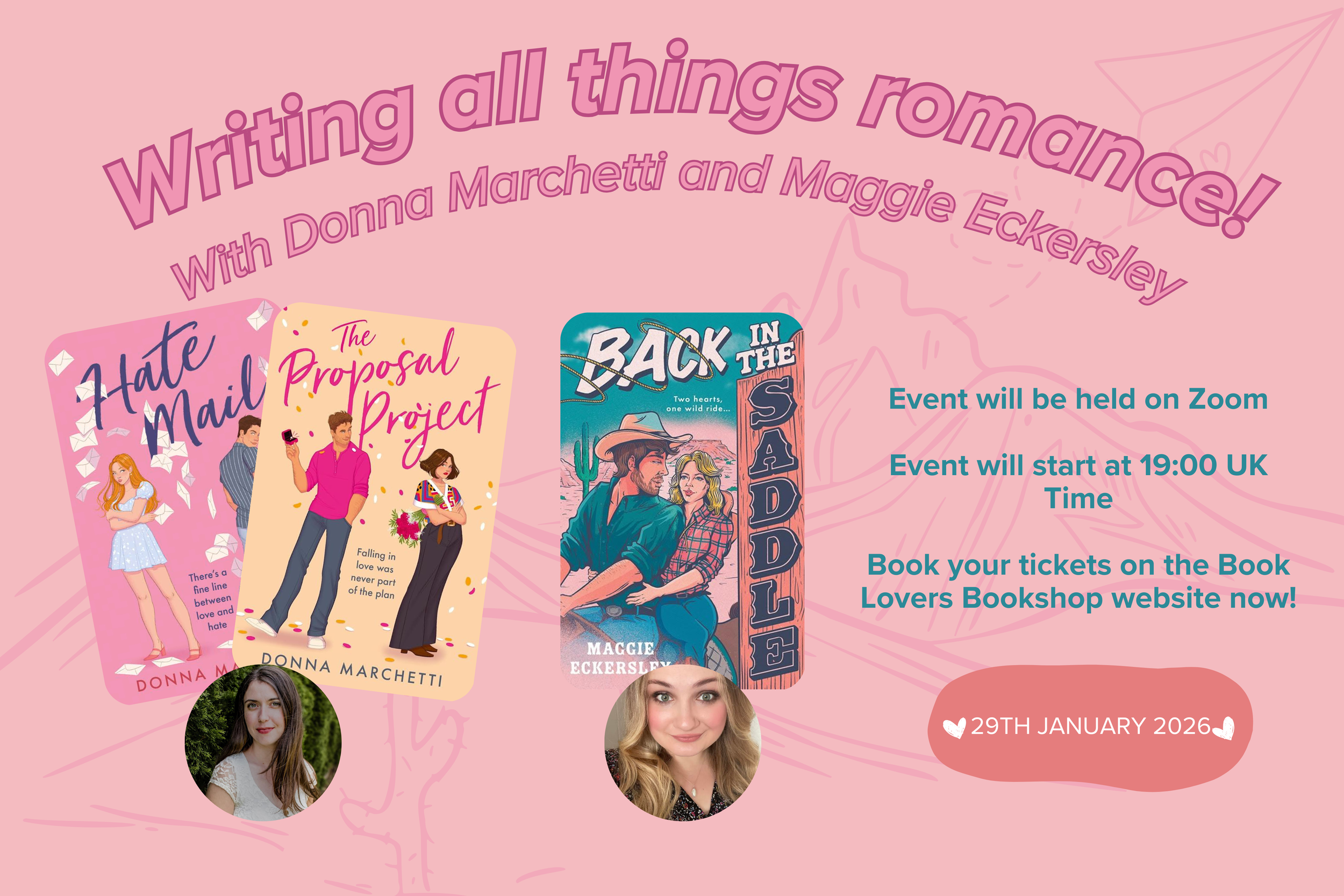 Writing All Things Romance: Online Event with Donna Marchetti and Maggie Eckersley!