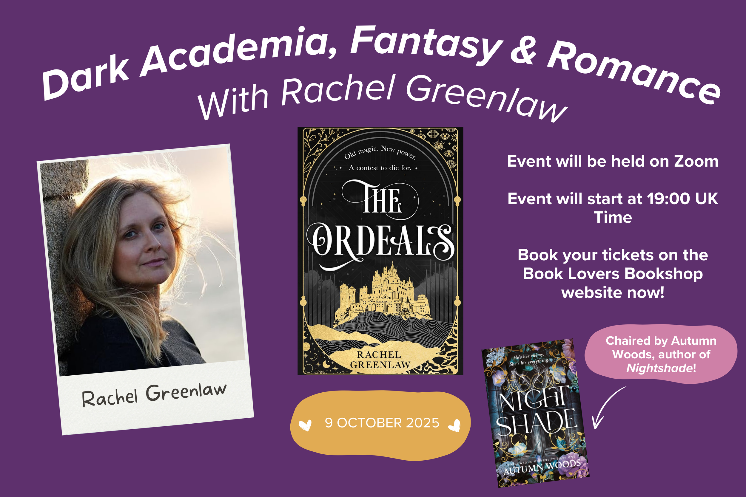 Dark Academia, Fantasy & Romance with Rachel Greenlaw Chaired by Autumn Woods!