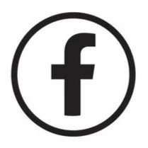 Facebook logo in black and white within a circle