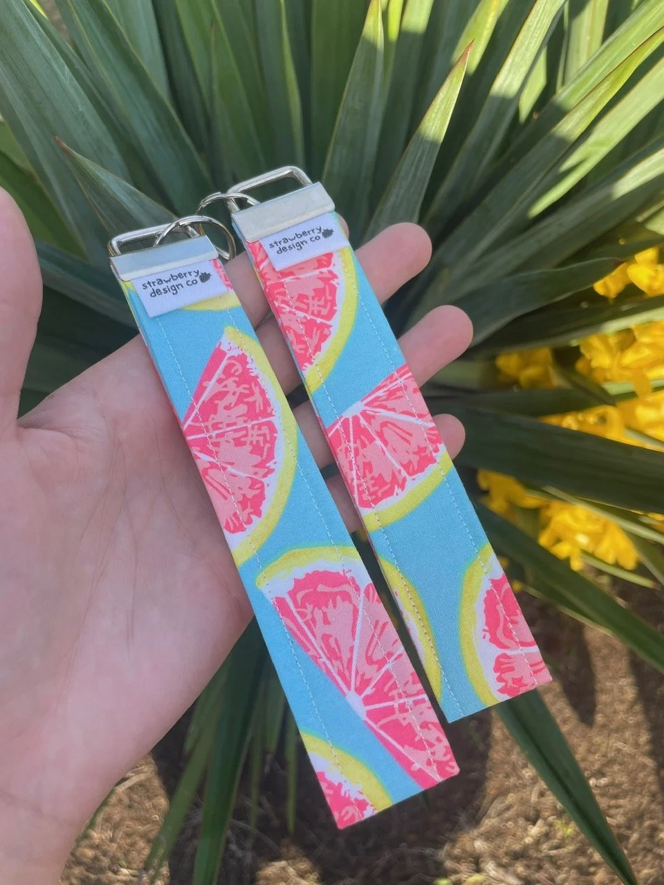 Blue & Pink Grapefruit Wristlet