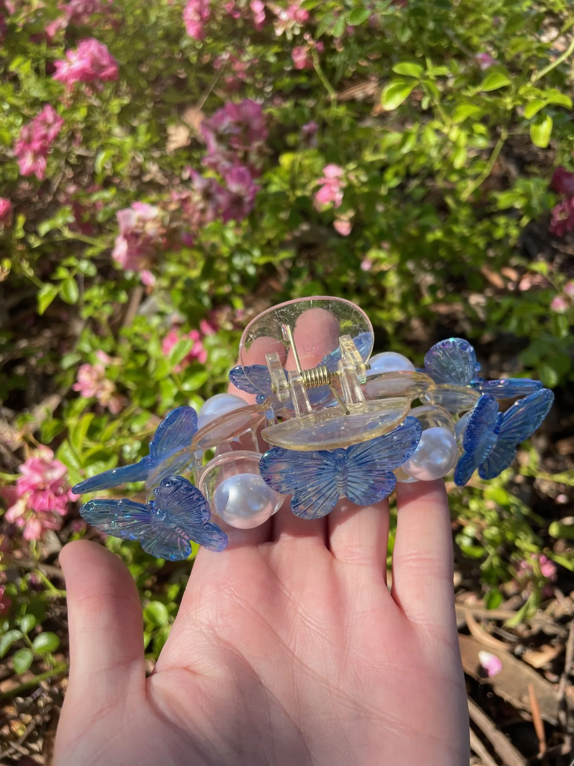 Iridescent Blue Butterfly Hair Claw