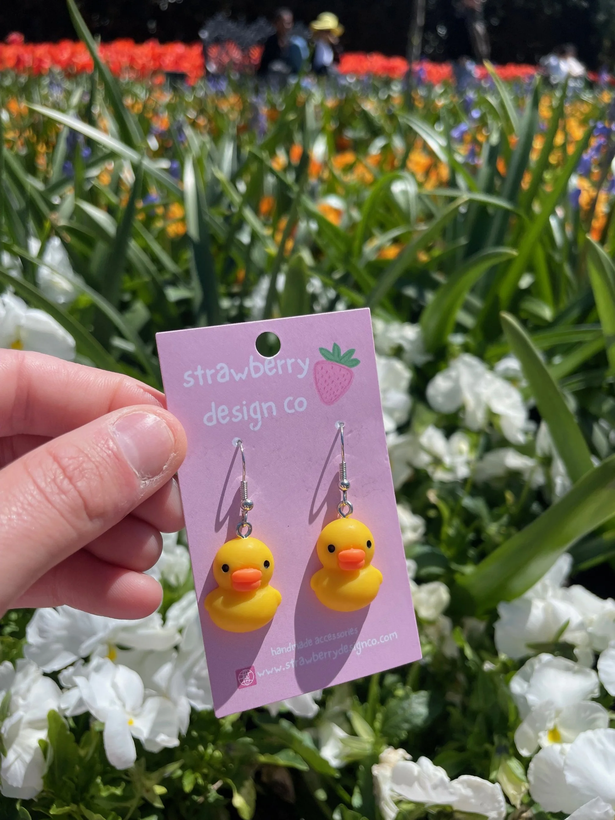 Animals Earrings - 2D Ducks Yellow
