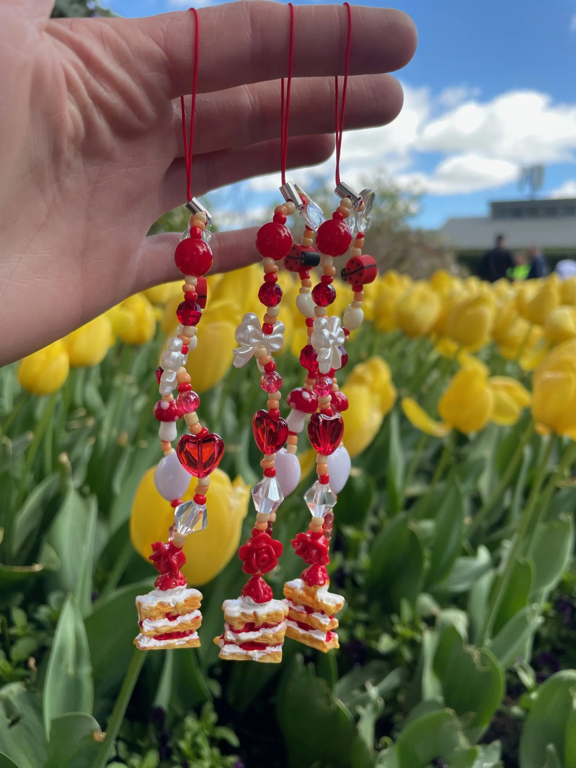 Strawberry Spongecake Phone Charm Red
