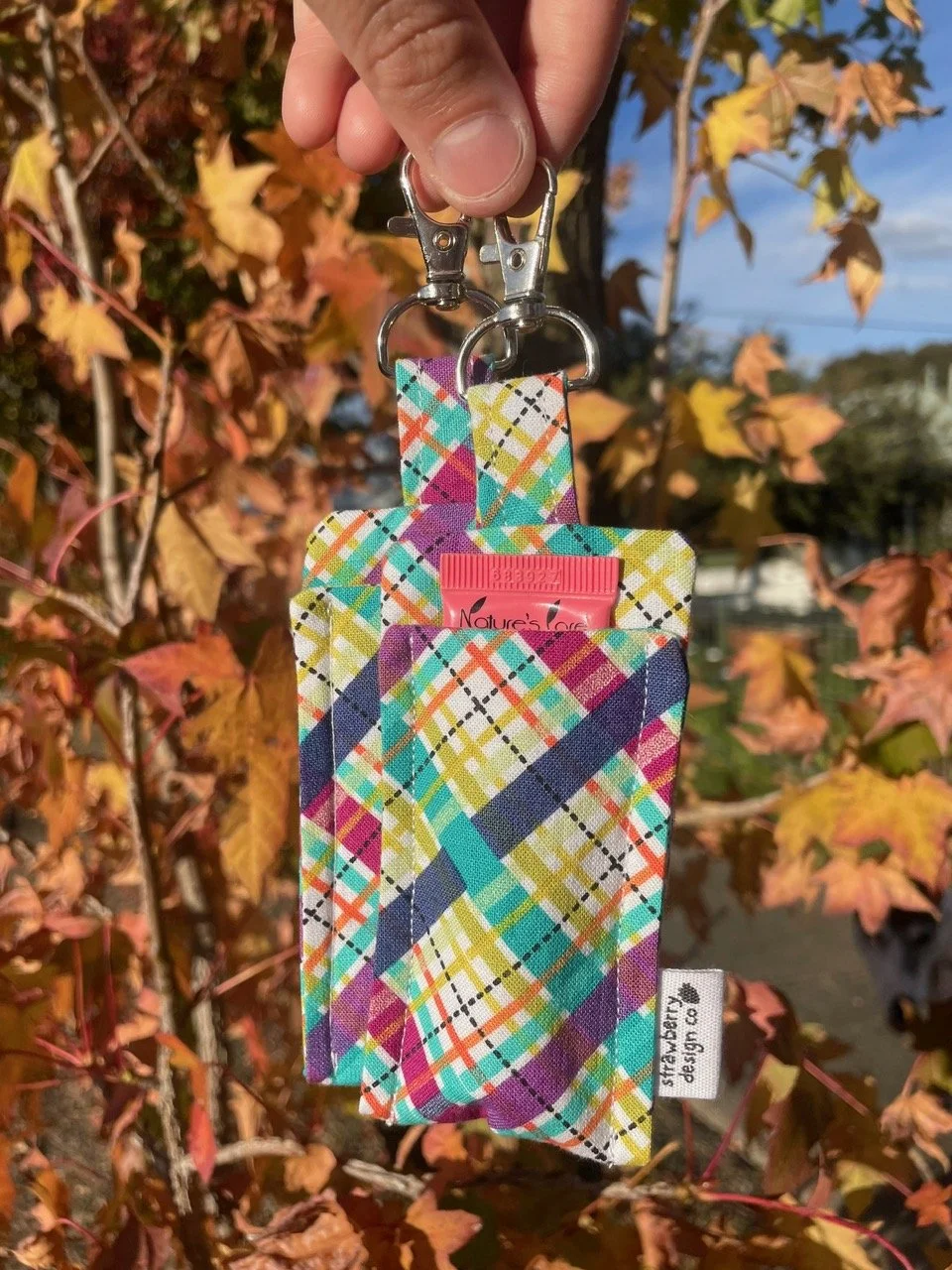 Colourful Plaid Lipgloss Holder - front 3.jpeg