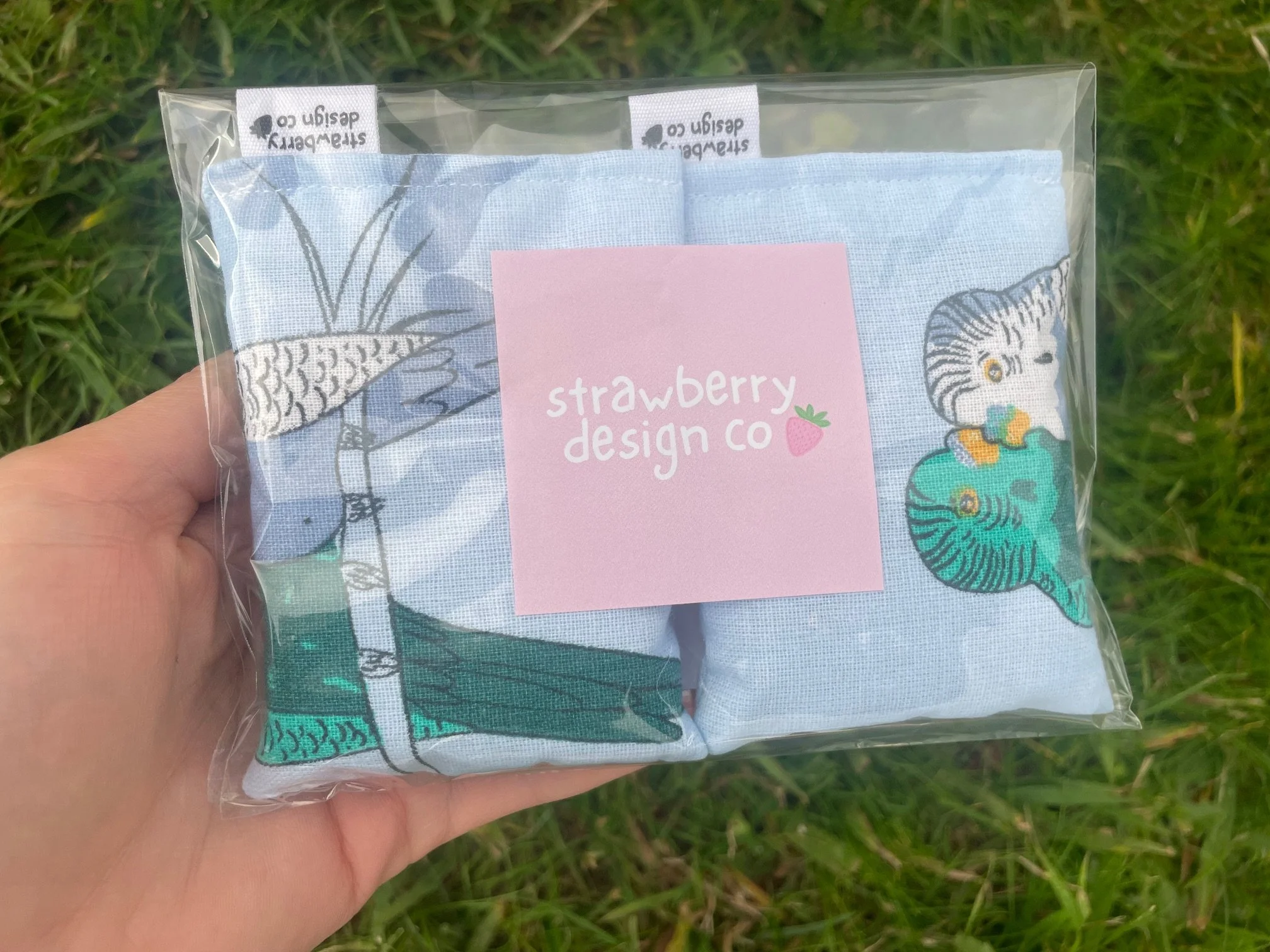 Blue Budgies Hand Warmers - Front 1.jpeg