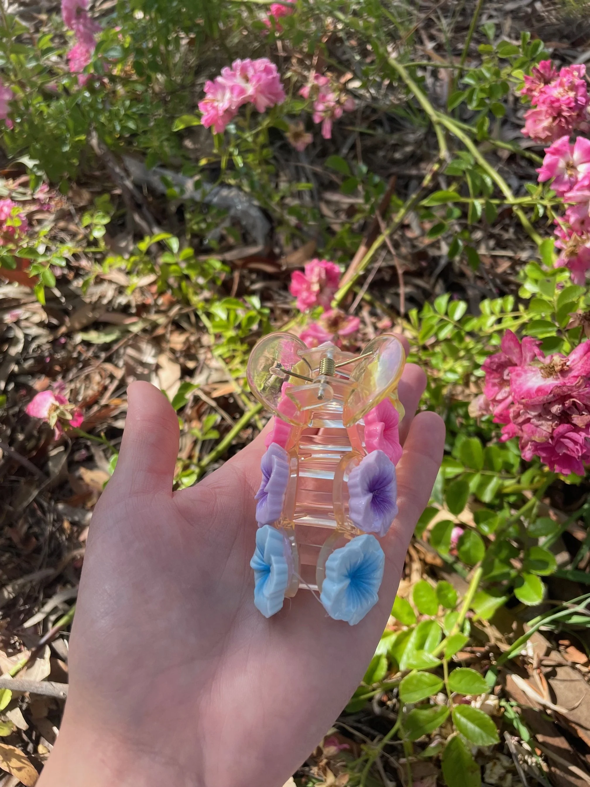 Rainbow Frangipani Claw clip  3.jpg