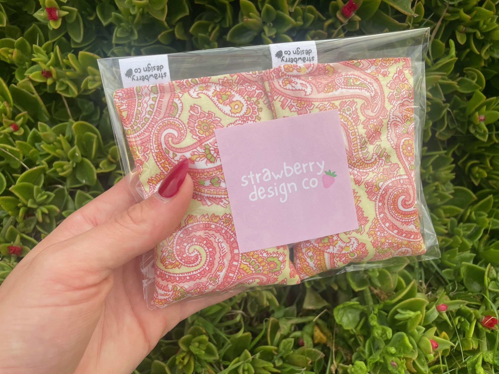 Yellow Paisley Boho Hand Warmers - Front 1.jpeg