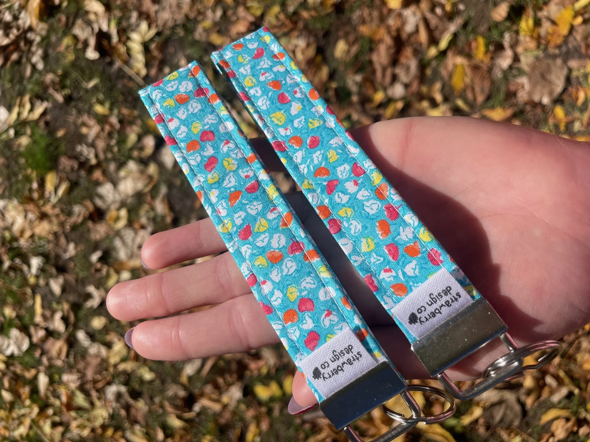 Blue Tiny Floral Wristlet - Front 1.jpeg