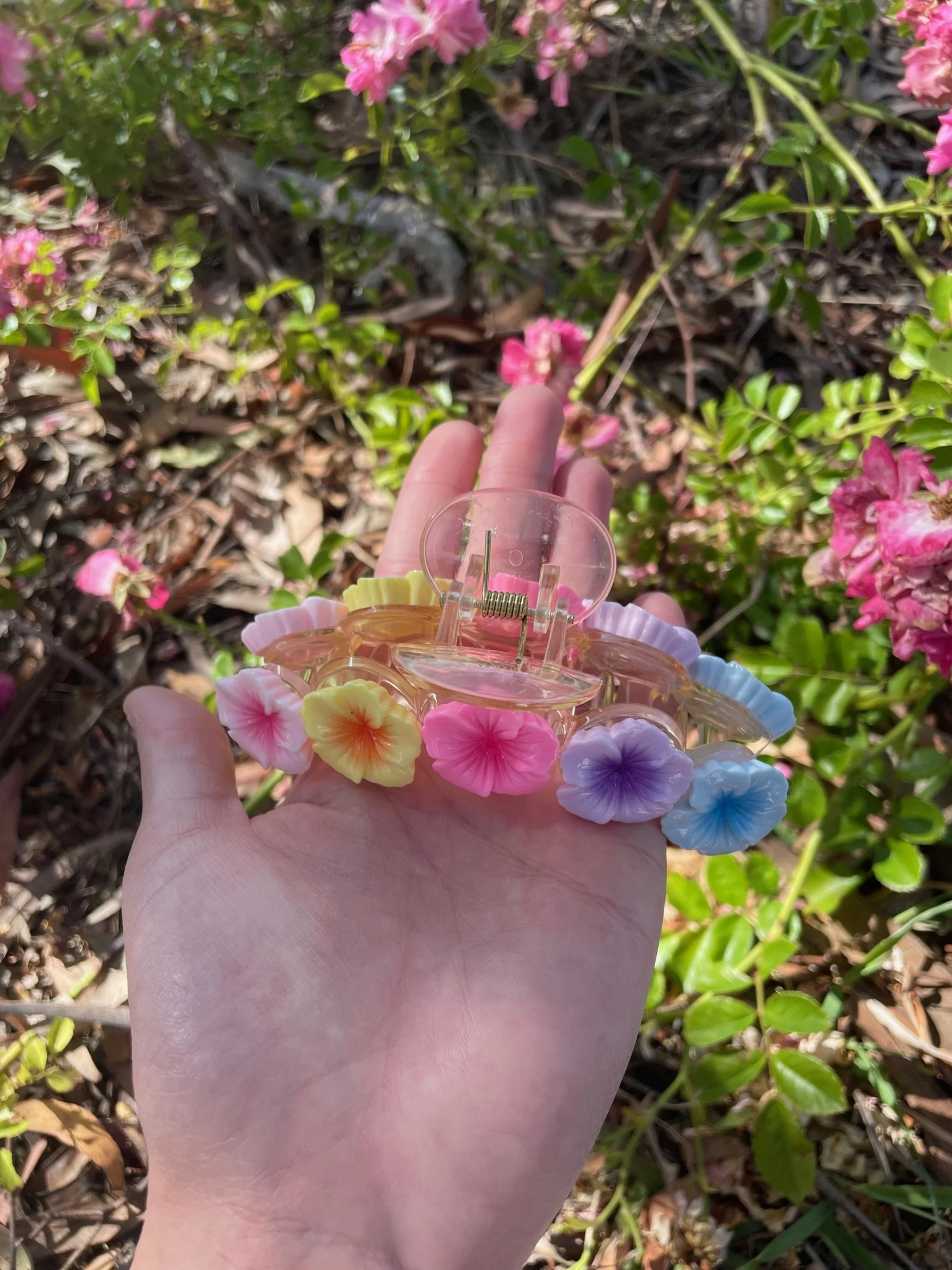 Rainbow Frangipani Claw clip  2.jpg