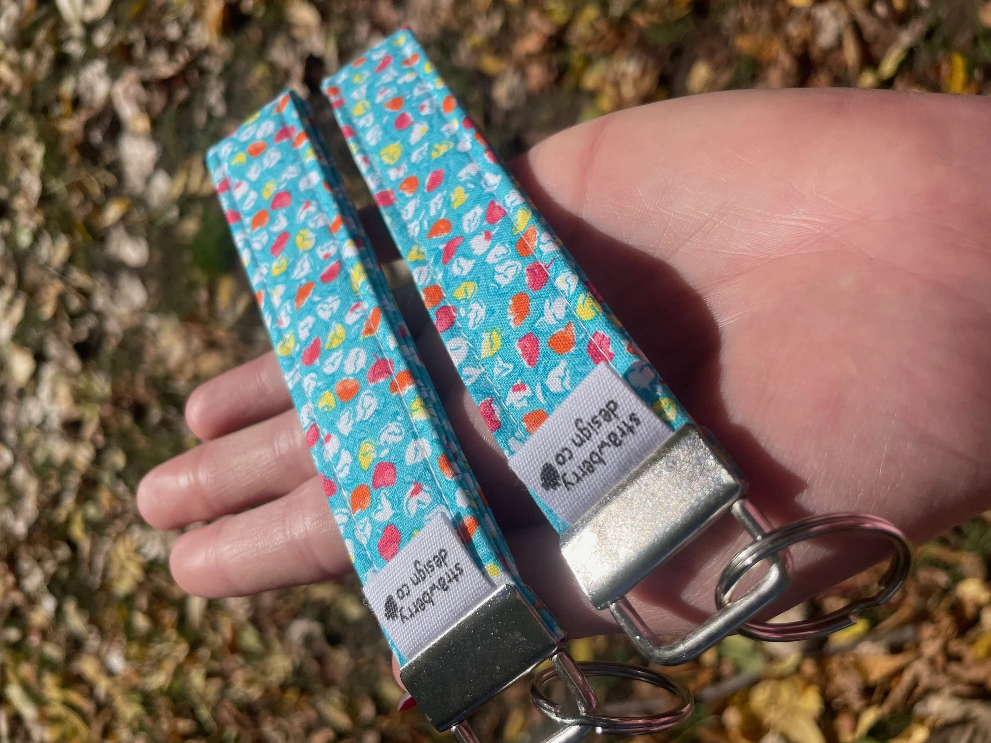 Blue Tiny Floral Wristlet - Front.jpeg