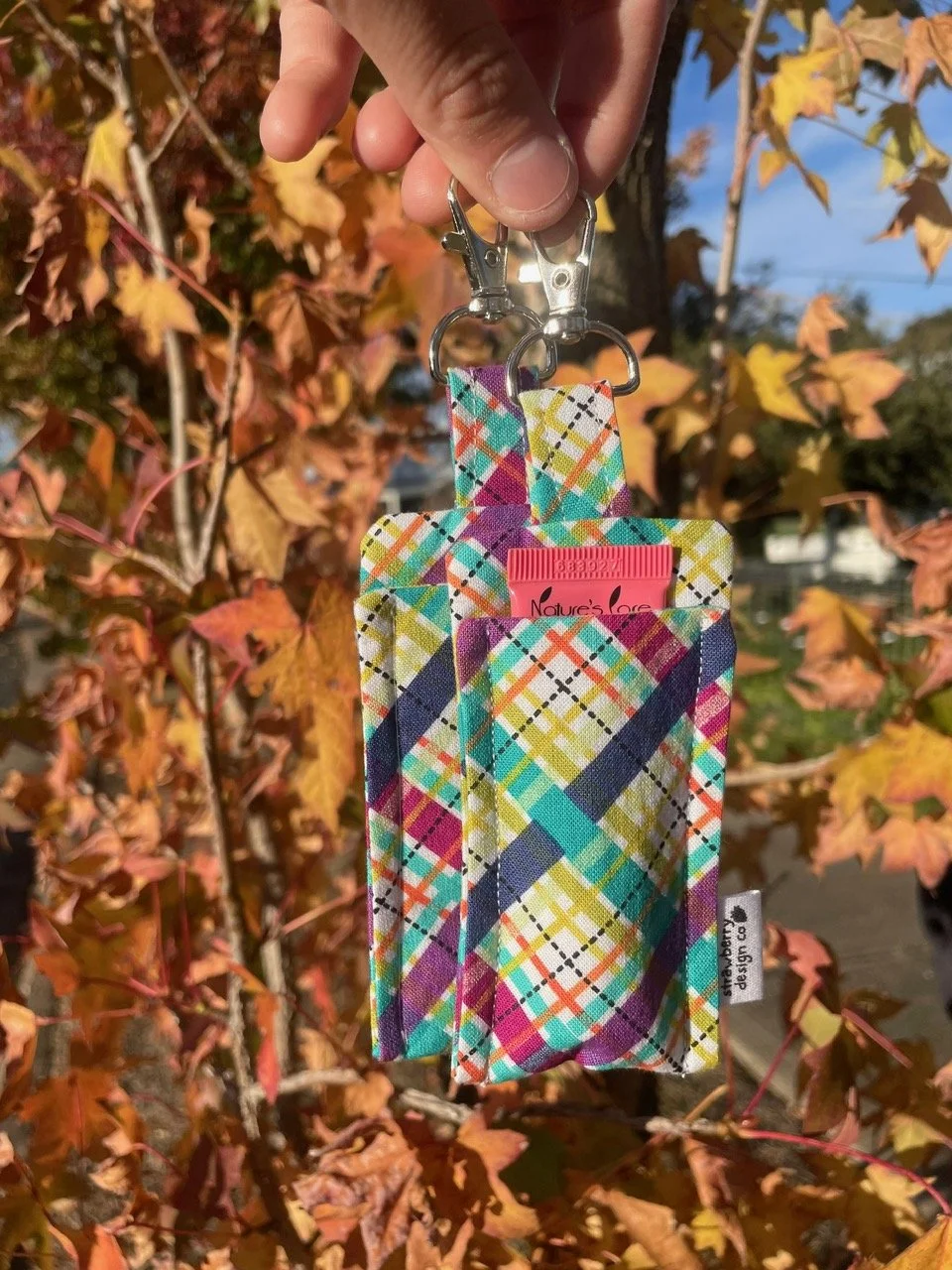 Colourful Plaid Lipgloss Holder - front 2.jpeg