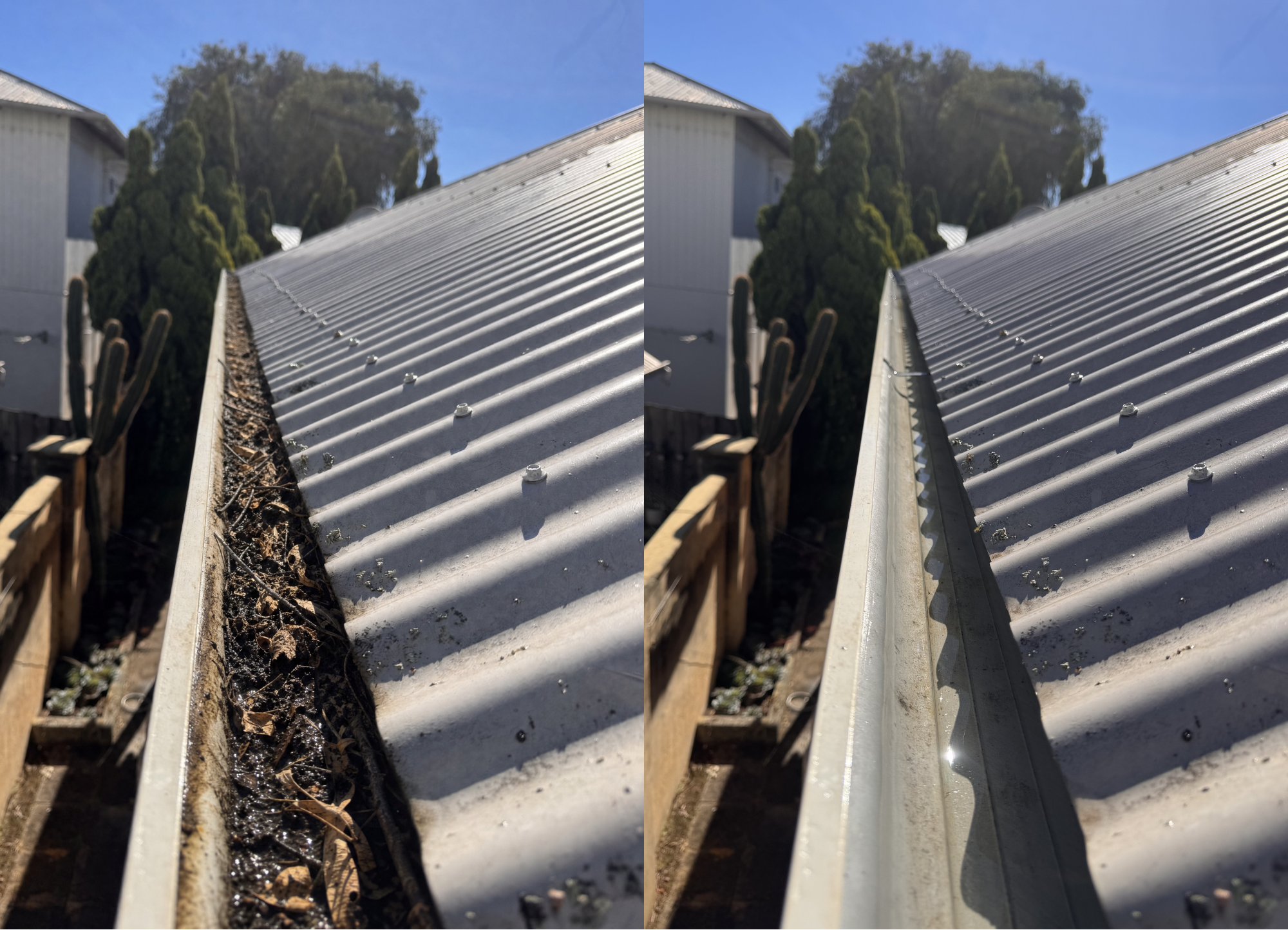 Gutter Cleaning Service Before and After
