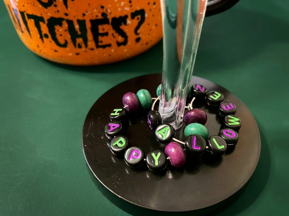 Purple & Green Happy Halloween Hoop Earrings