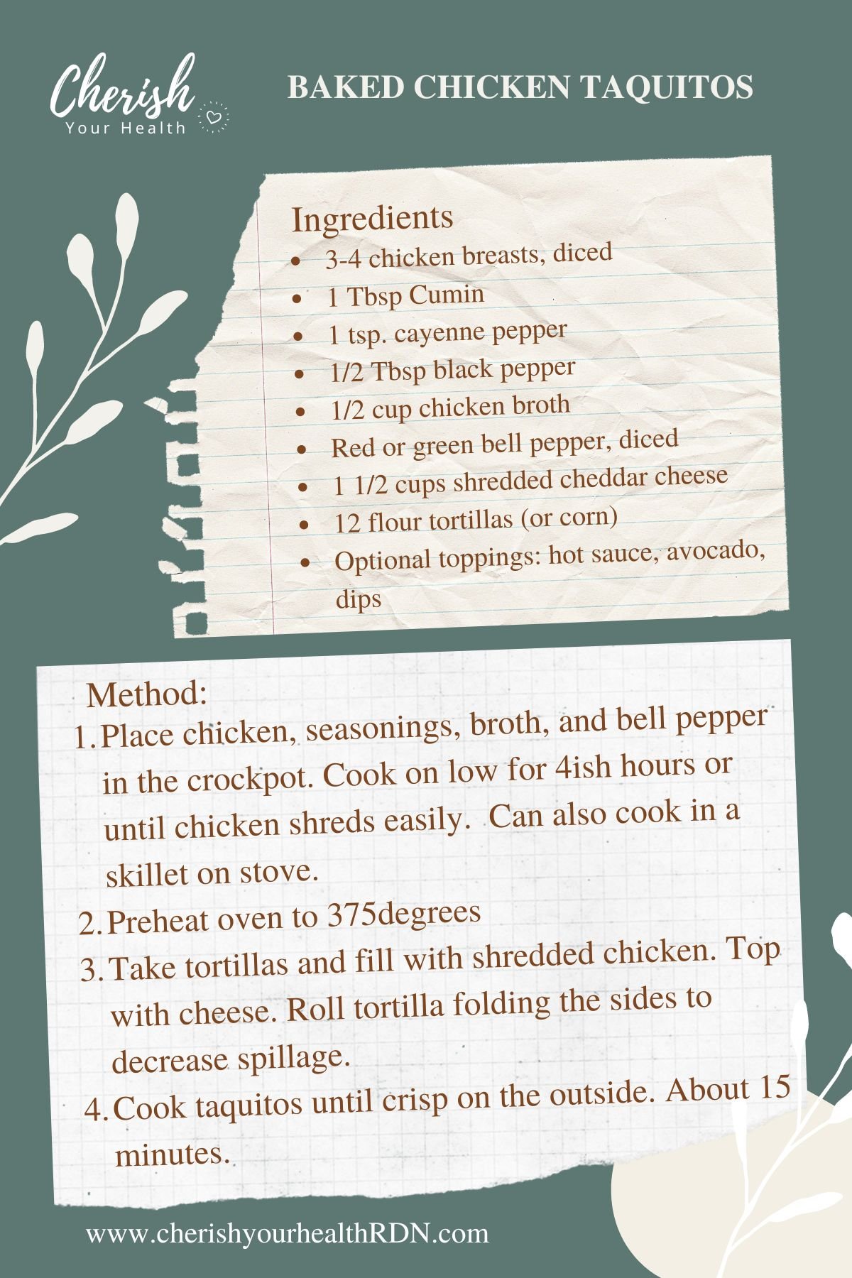 Baked Chicken Taquitos