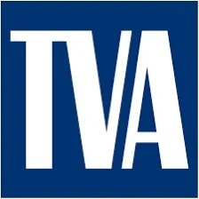 TVA logo, white text on blue background