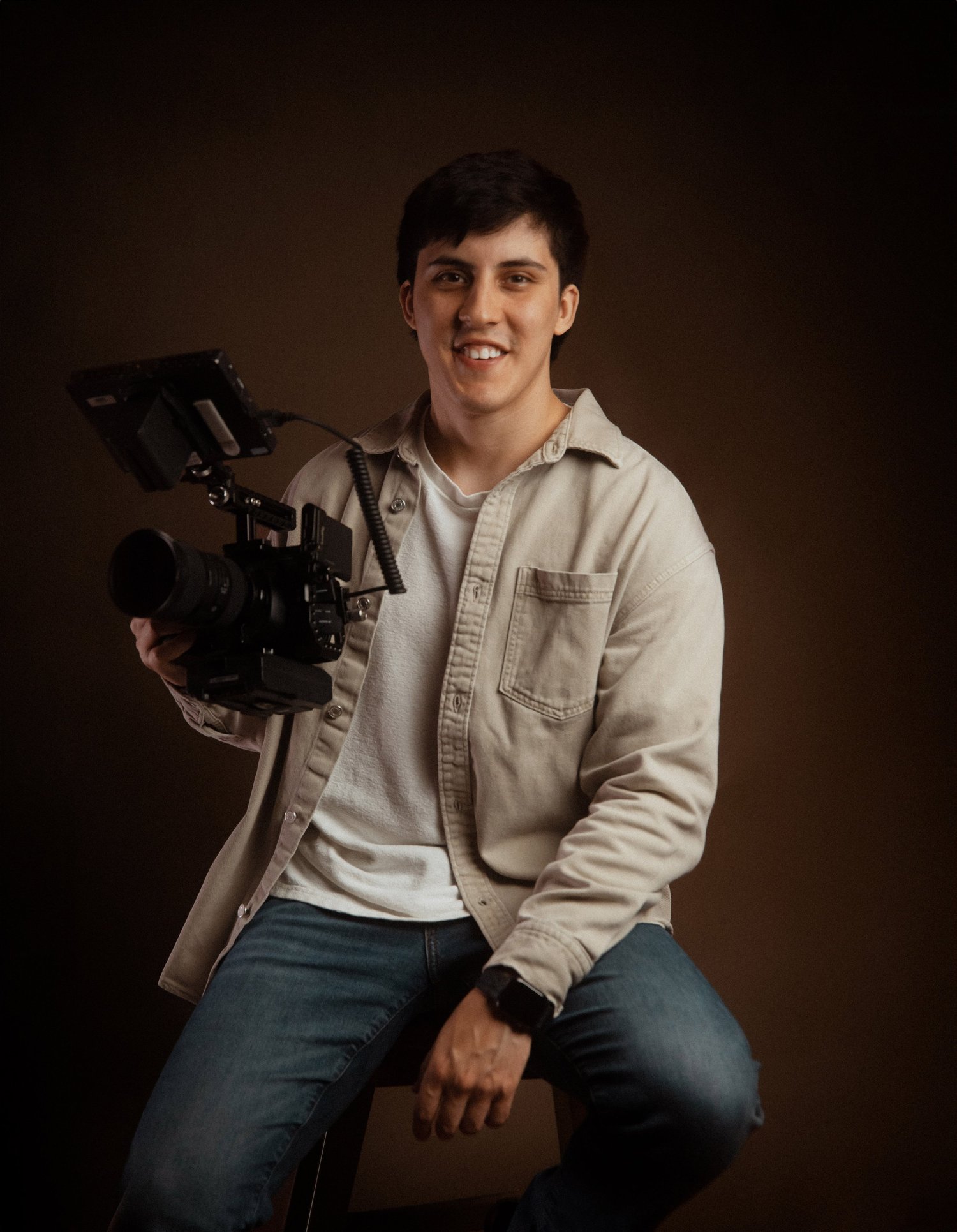 Brock Opheim, founder of Visual Authority, holding a cinema camera