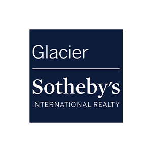 Glacier Sotheby's International Realty logo with a dark blue background and white text.