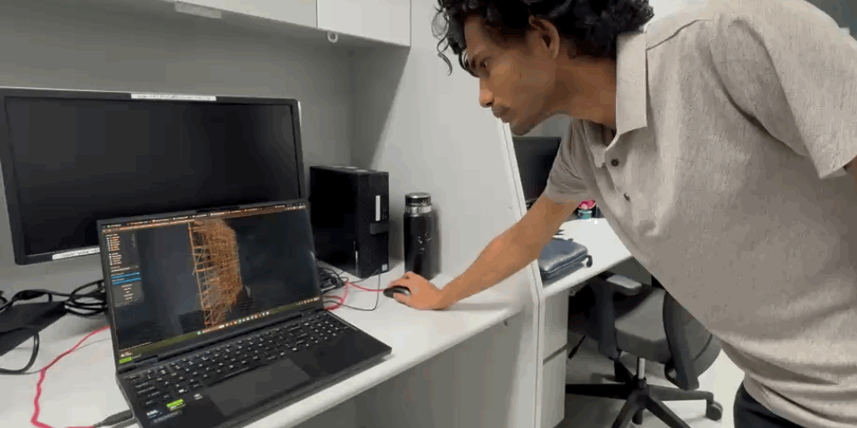  Arosha Abeyrathna browsing through a bamboo scaffold dataset. 