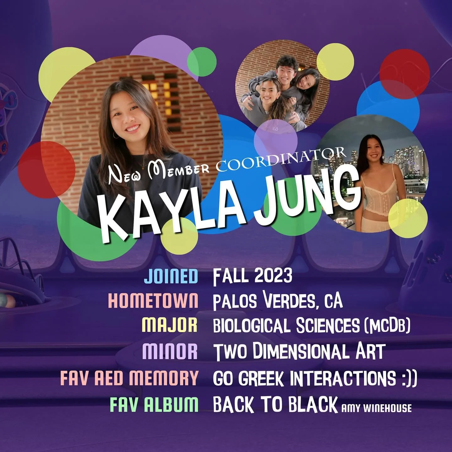Hope you all are FEELING EXCITED as ever for recruitment, just like our wonderful New Member Coordinators and Associates Chair!! 🤩

Read what these amazing e-boarders have to say about why you should join AED😉: 

Kayla Jung: &ldquo;To meet the most