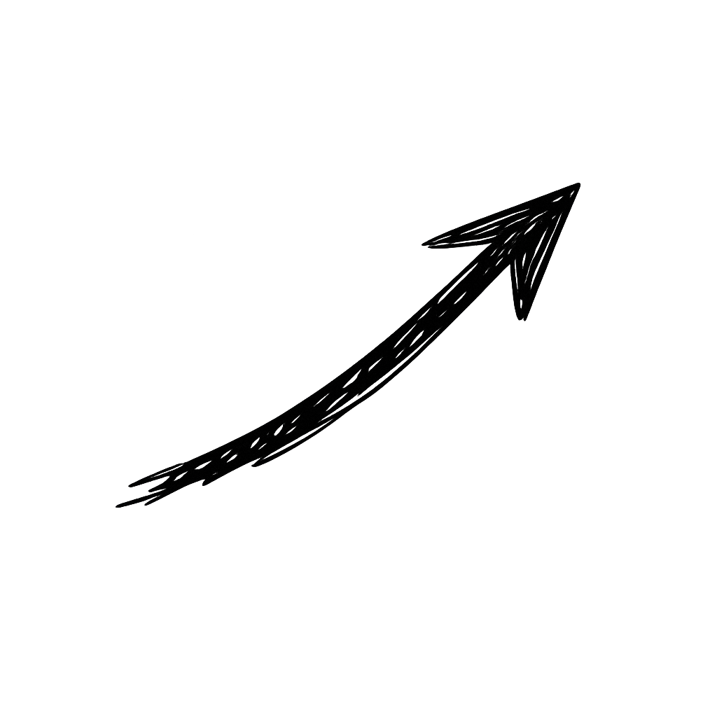 A hand-drawn sketch of an upward arrow.