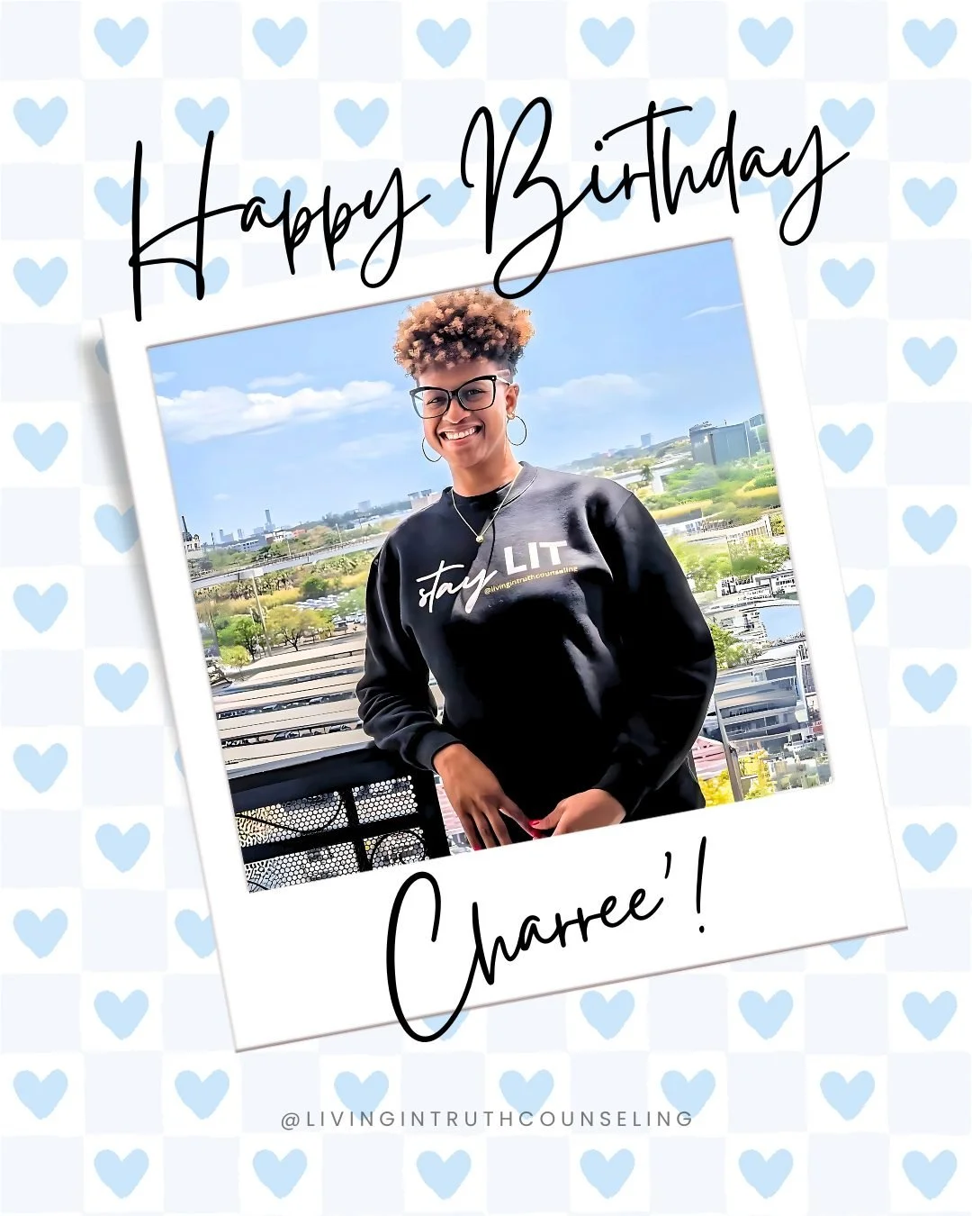 Happy Birthday to our amazing founder, Charree&rsquo;! ✨

Thank you for inspiring us to grow, heal, and always STAY LIT 💙
.
.
.
#Birthday #Love #Cake #BirthdayVibes #BirthdayQueen #LMSW #Therapist #Counselor #TampaBay #TampaFL #Florida #StPete #Clea