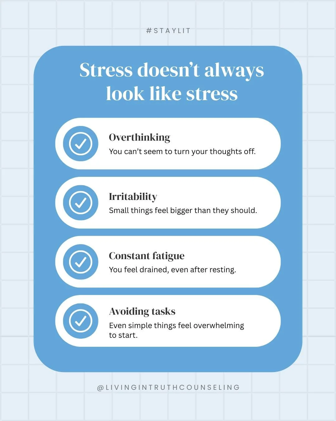 Listen to what your mind and body are telling you. 🫶🏾
.
.
.

#StressAwarenessMonth #MentalWellness #SelfCare #EmotionalHealth #Wellbeing #Therapist #Counselor #TampaBay #TampaFL #Florida #StPete #Clearwater #LCSW #MSW #SocialWorkLife #LMSW #BSW #Se