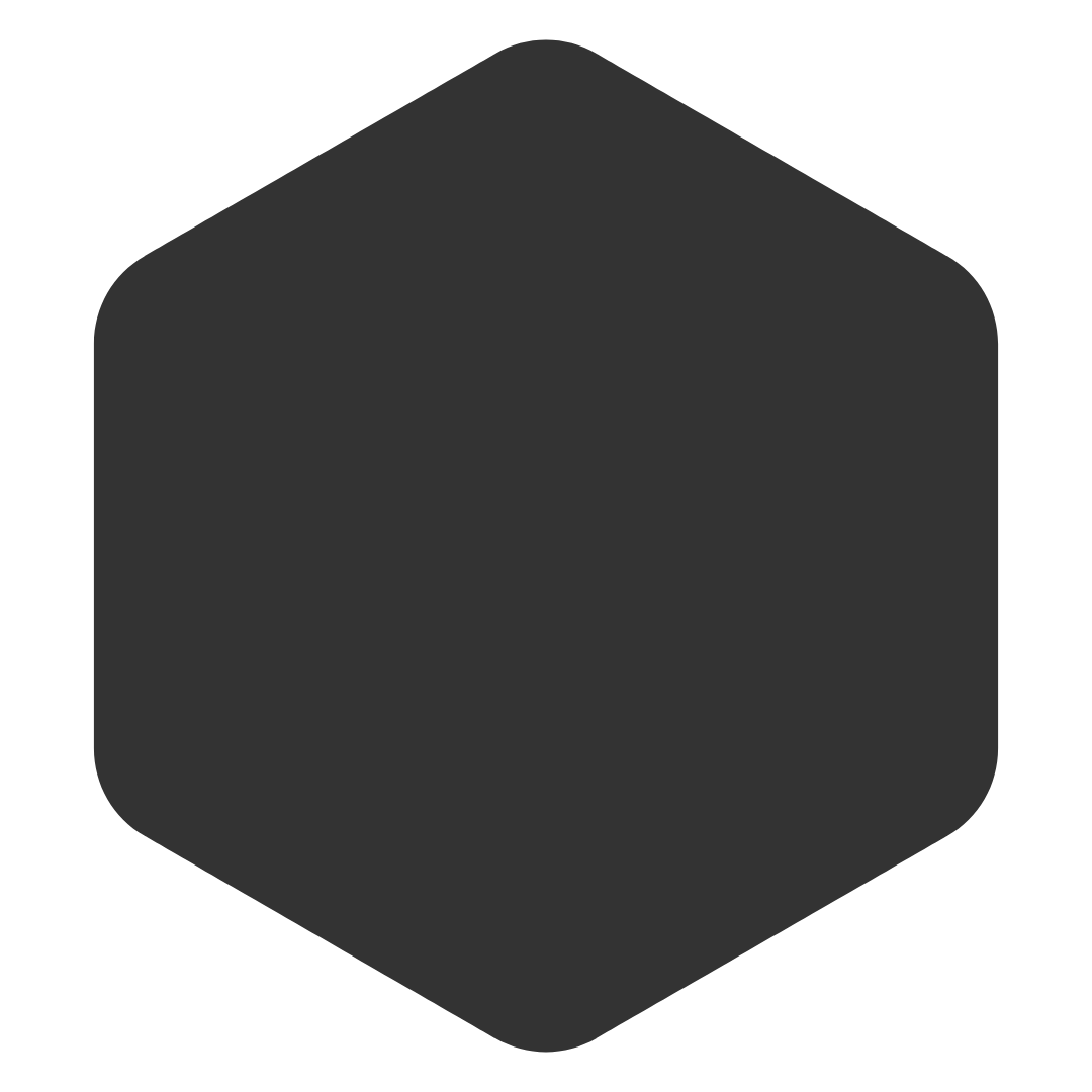 The image is a gray hexagon on a black background.