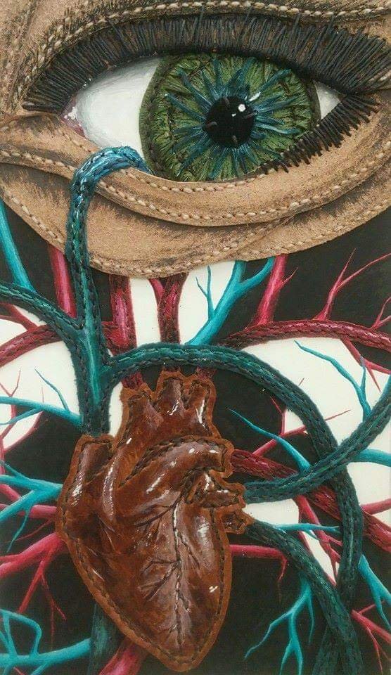 Cardiomyopathy - leather and india ink
