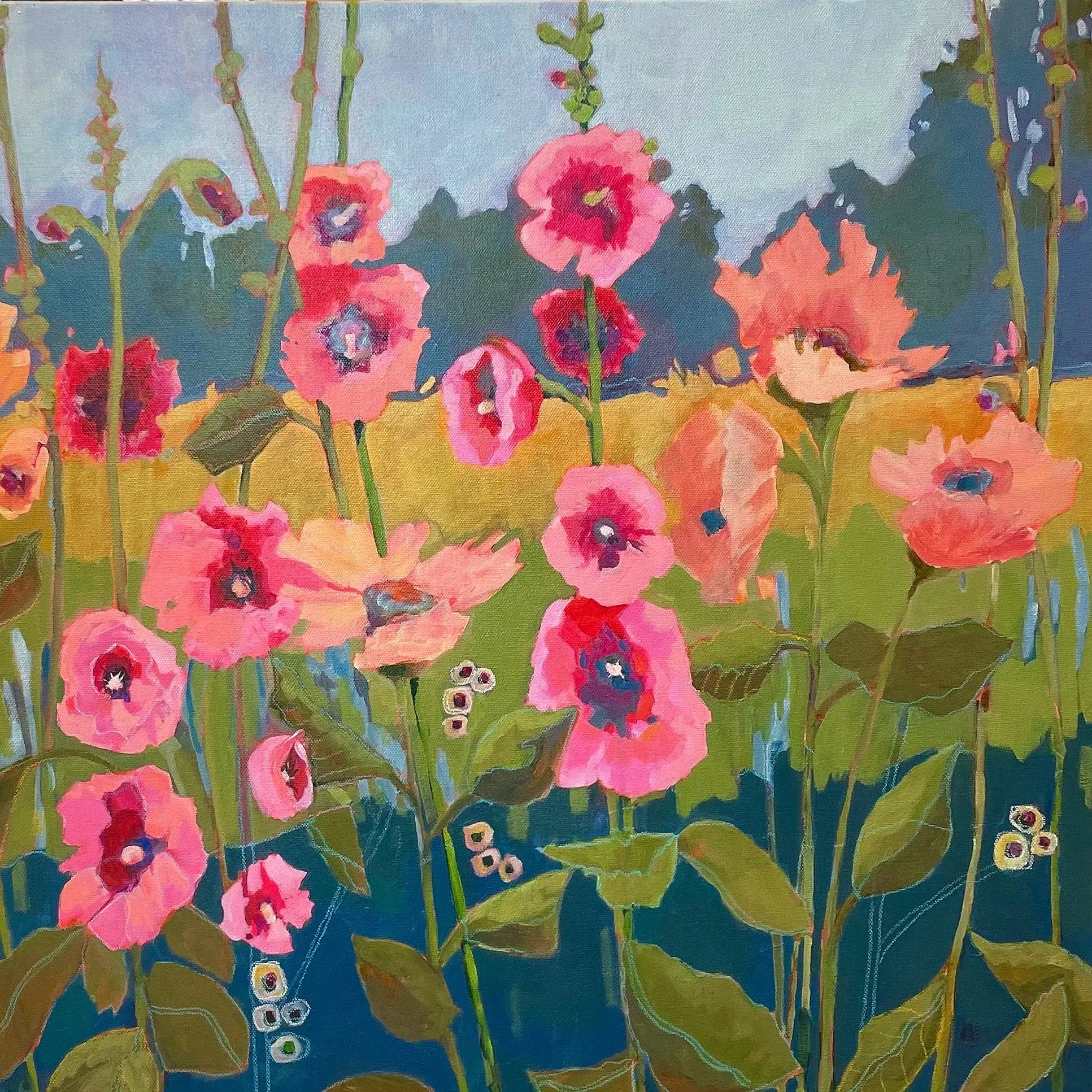 Floral Landscape Large Acrylic Painting (Sharing the Light)