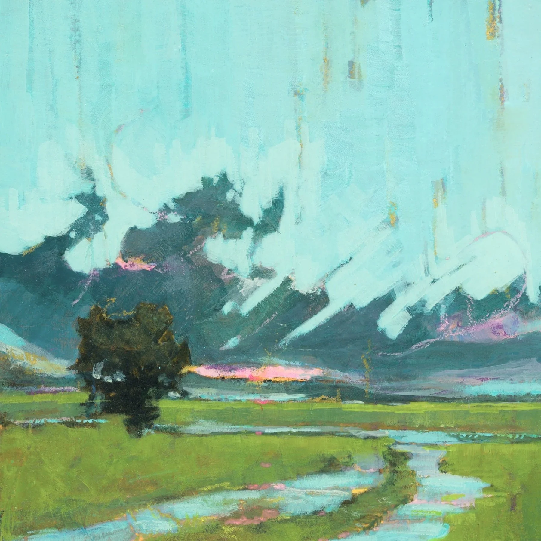 Coastal Landscape Wood Block Wall Art - Ready-to-Hang Landscape Decor (Morning Calm)