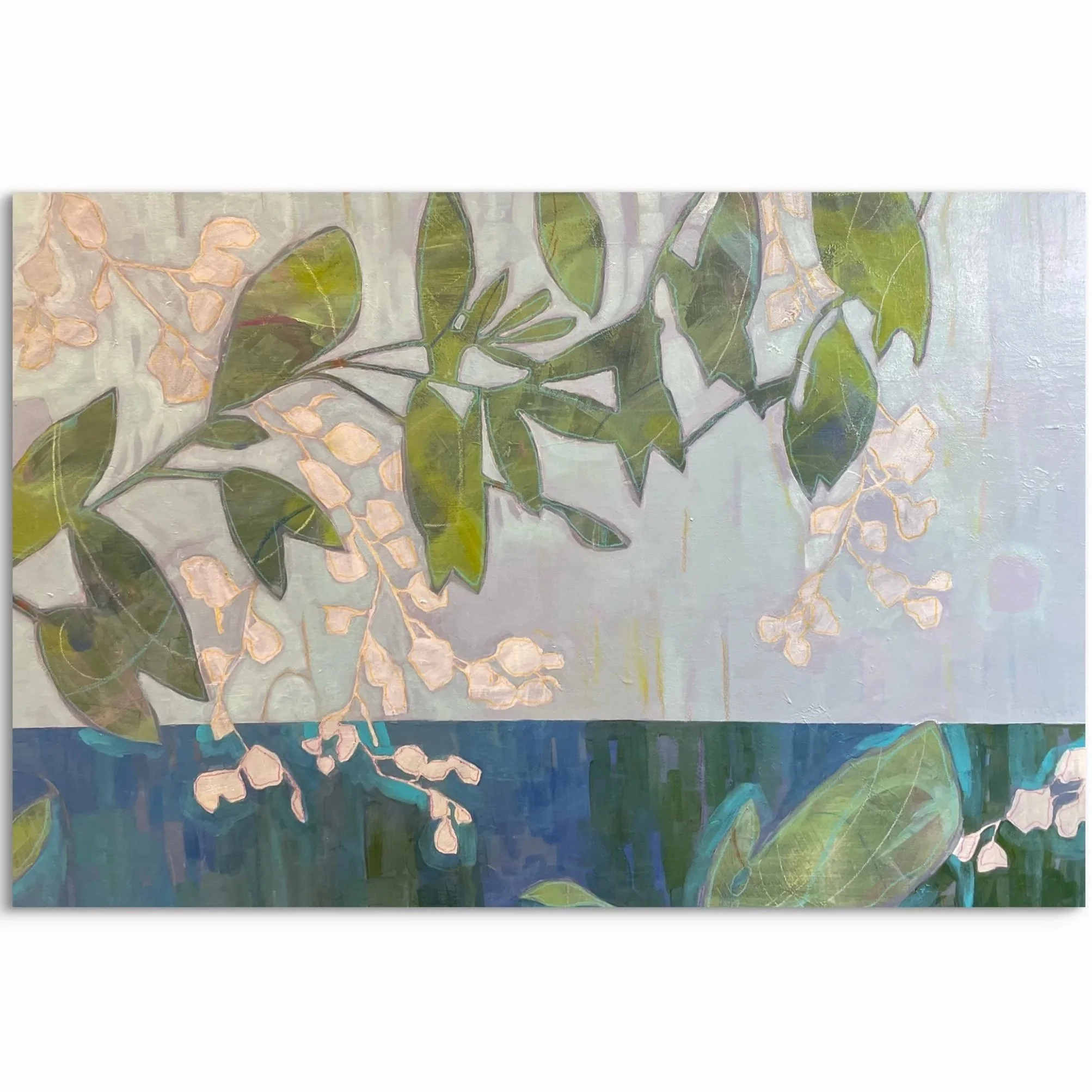 Serene Botanical Acrylic Painting (Green Haven)