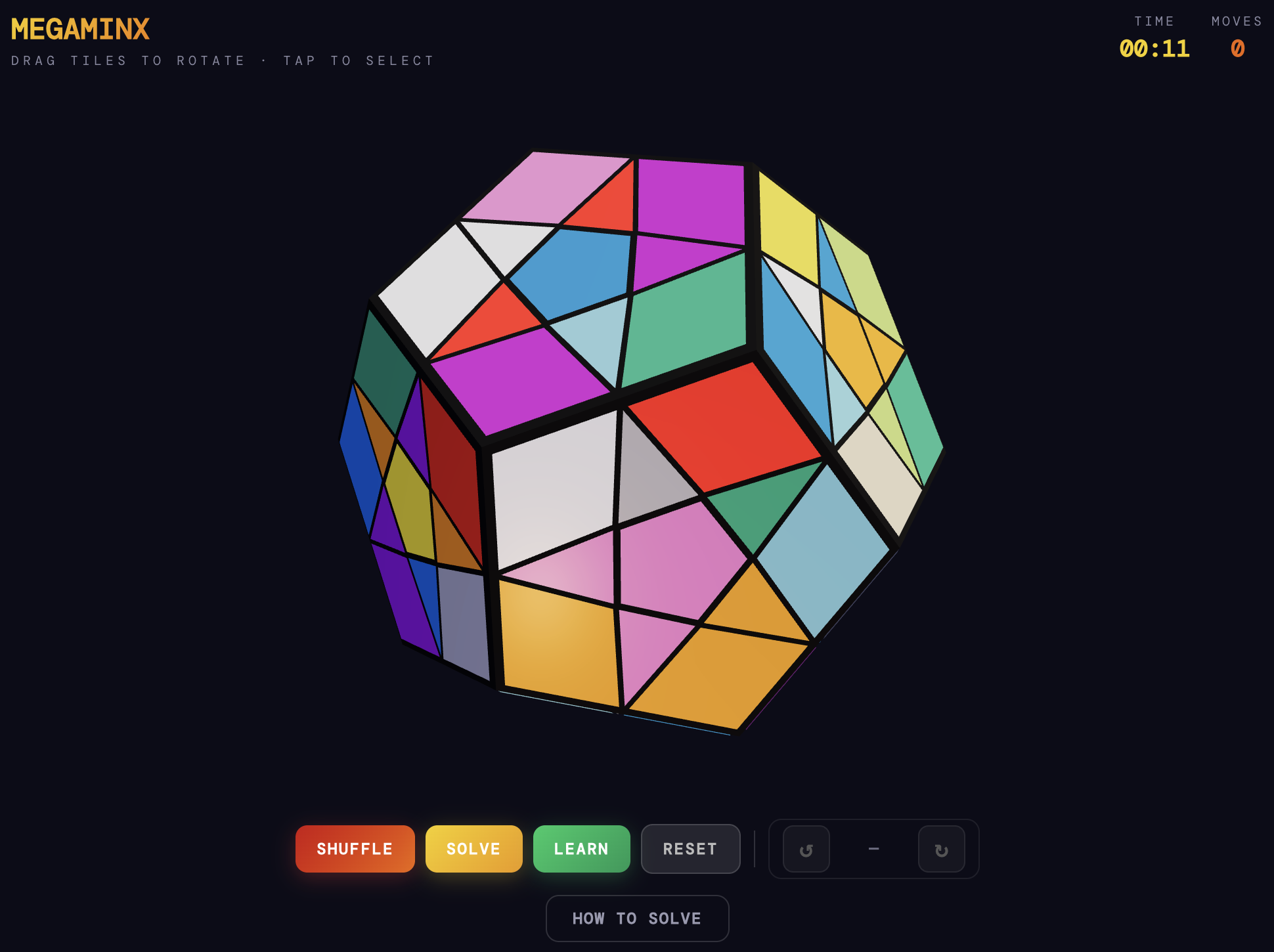 Megaminx: 12 Sided Rubik’s Cube Simulator Web App