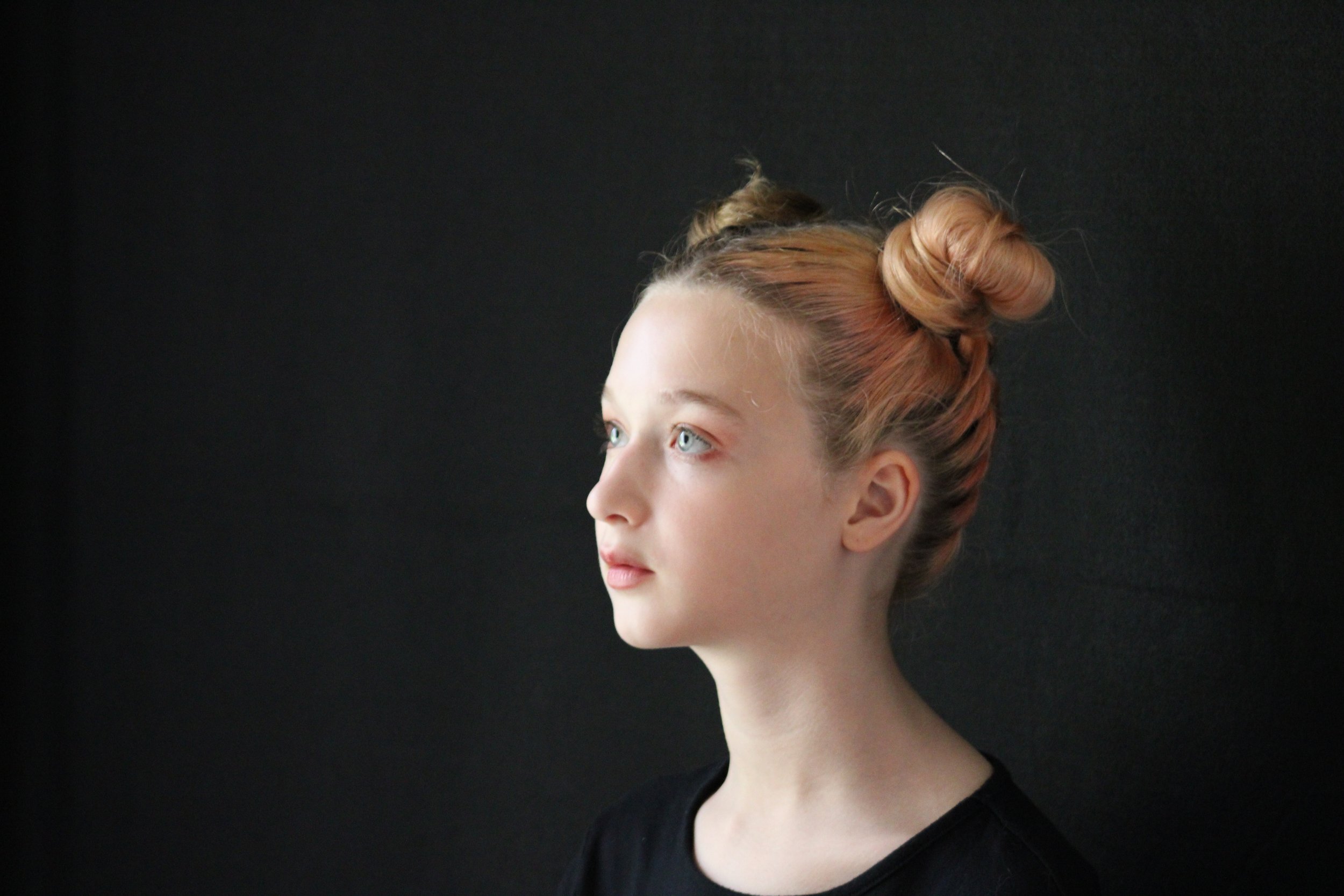 Portrait of blonde teen girl.
