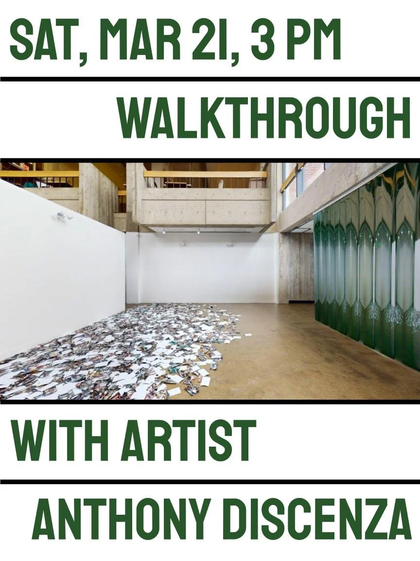 Tomorrow! Saturday, March 21, 2026
at 3:00 PM: Join us on the closing weekend of D&aelig;monomania for a walk-through of the exhibition with artist Anthony Discenza.

🅿️ Visitors may park in the library parking lot at the rear of the building, acces