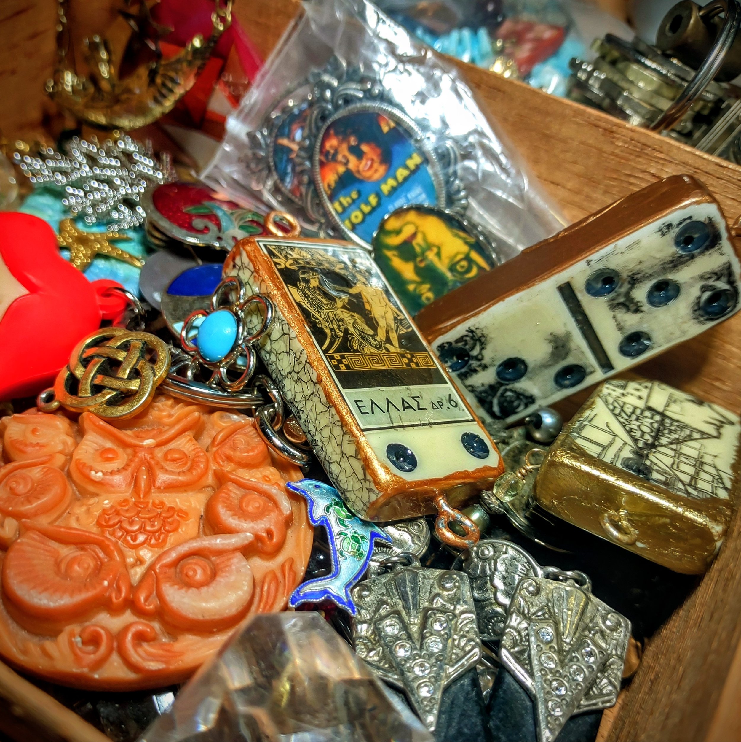 A collection of found objects waiting to be reused.