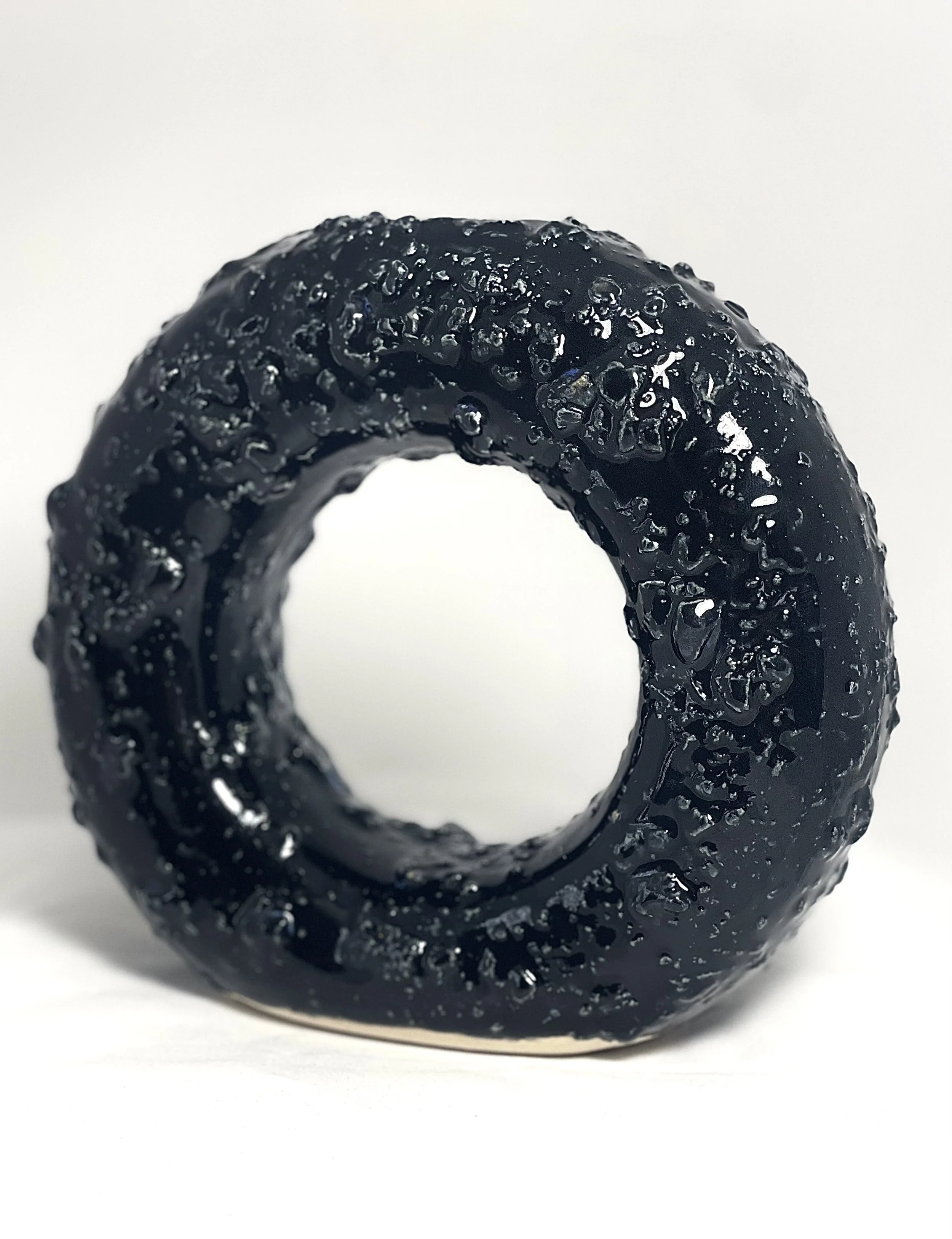 black textured ring vase $130