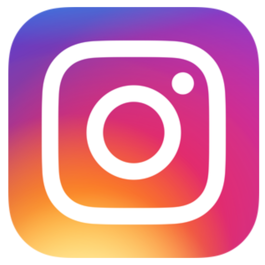 Instagram logo with a gradient background of purple, pink, yellow, and orange.