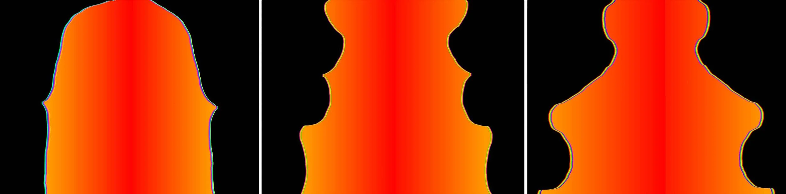 Three selected frames from the single-channel video artwork AAA-AAA (Year) by Le Xi, showing facial movements stripped of sound, identity, and speech to expose pure kinetic interaction.