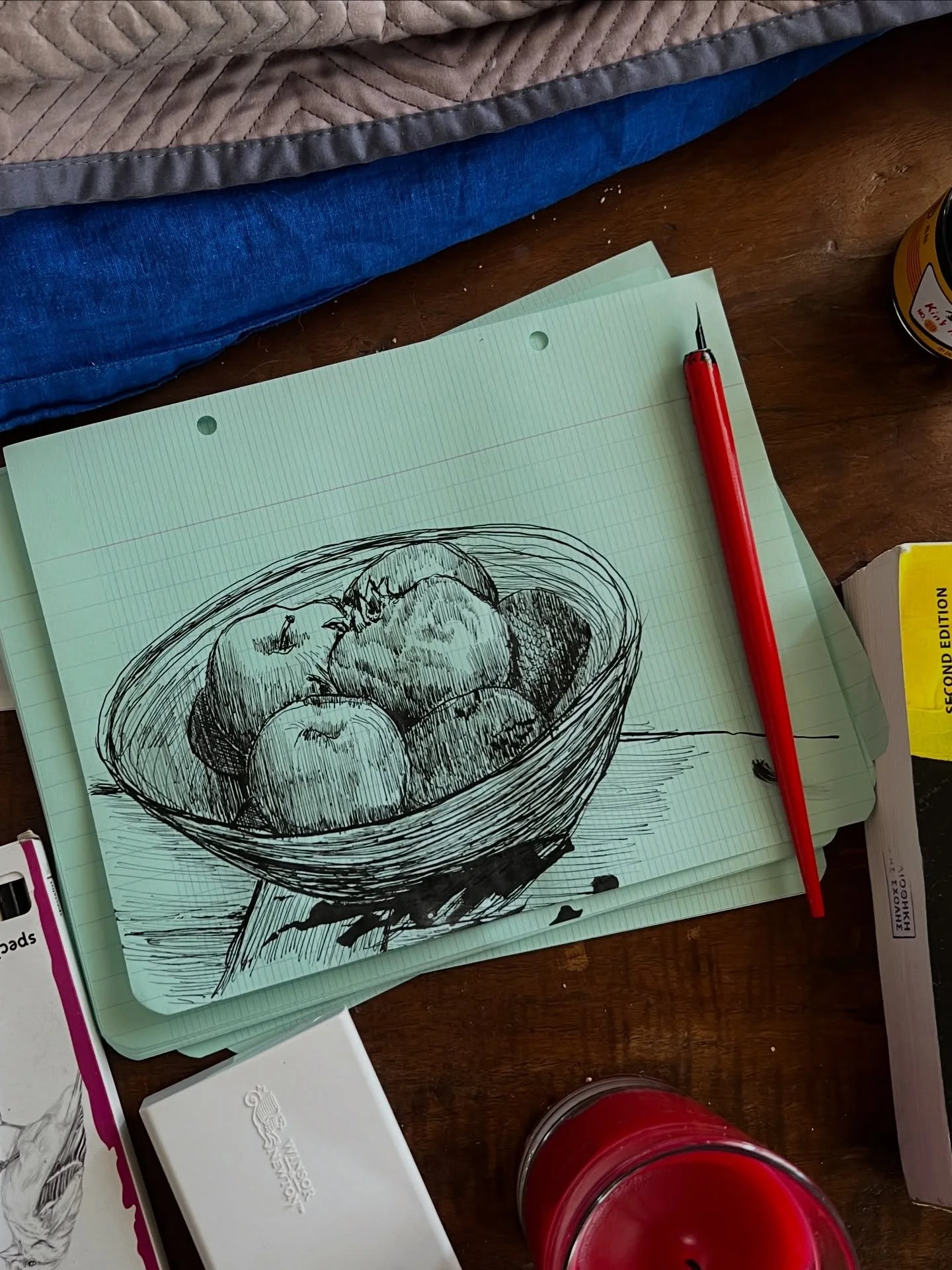 pre xmas things: 
1. fruit bowl drawing
2-5.  new project drawings 
6 . seconds before i was shat on by a pigeon
7. ipod cat
8-14. various photos on an olympus &mu; with a broken sensor
15. grid
16. chess cafe w/ ali
17. big foot
18. cyanotype in the