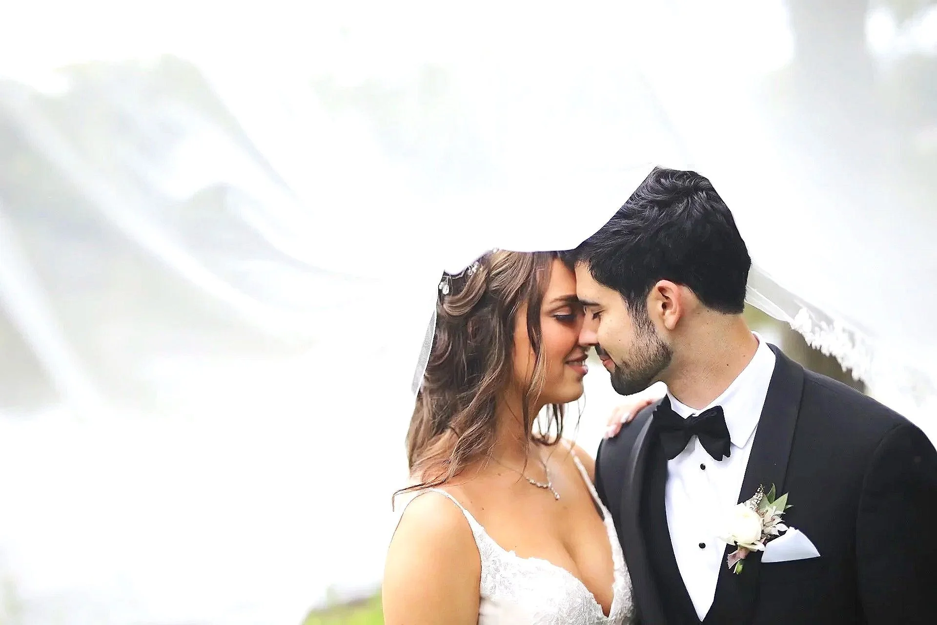 Wedding Couple under a veil