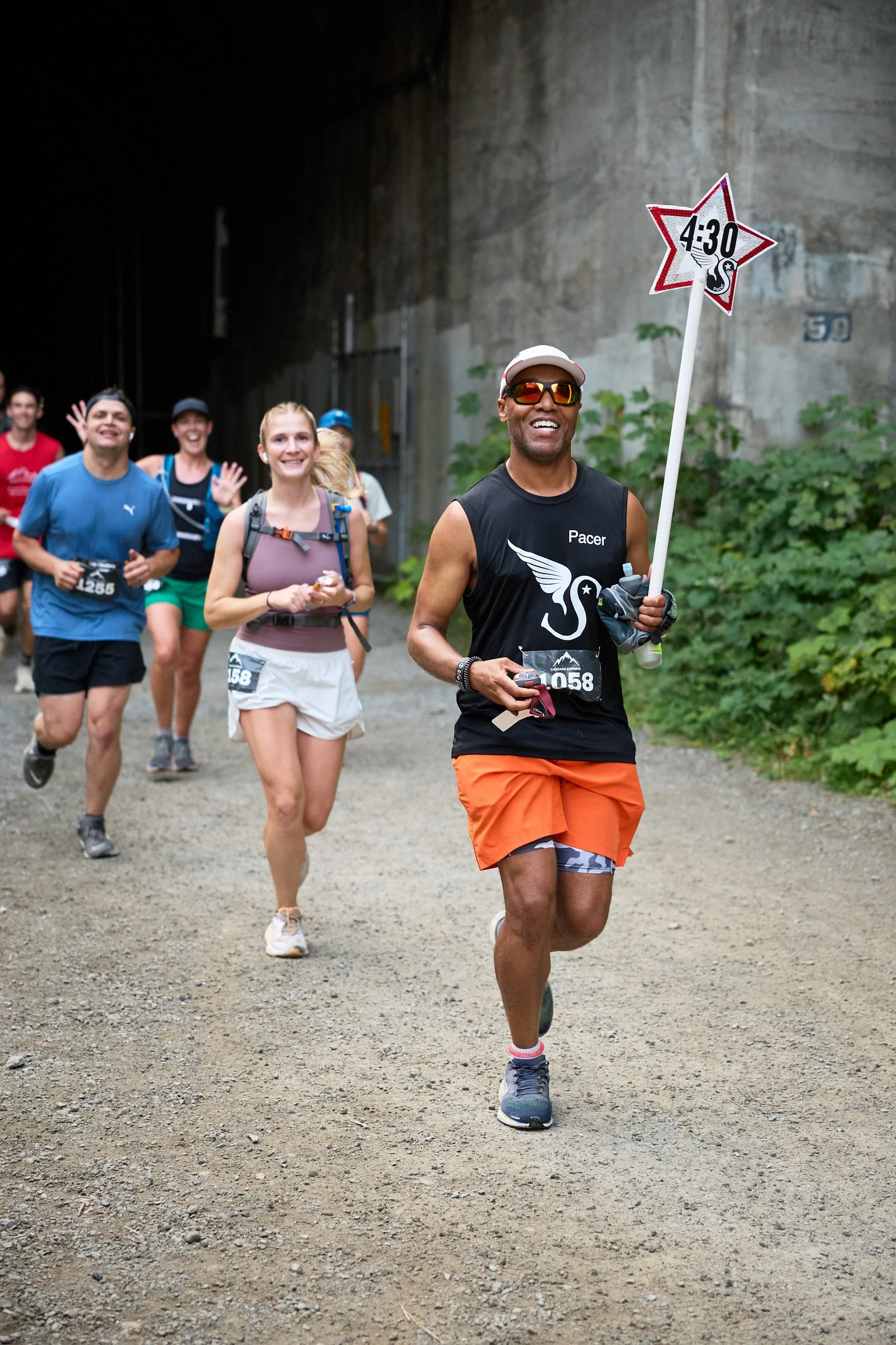 Marathon pacer exiting the Snoqualmie Tunnel at Super Hyak