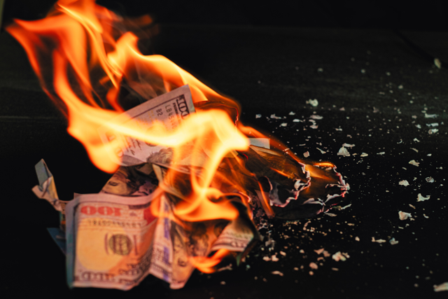 money on fire