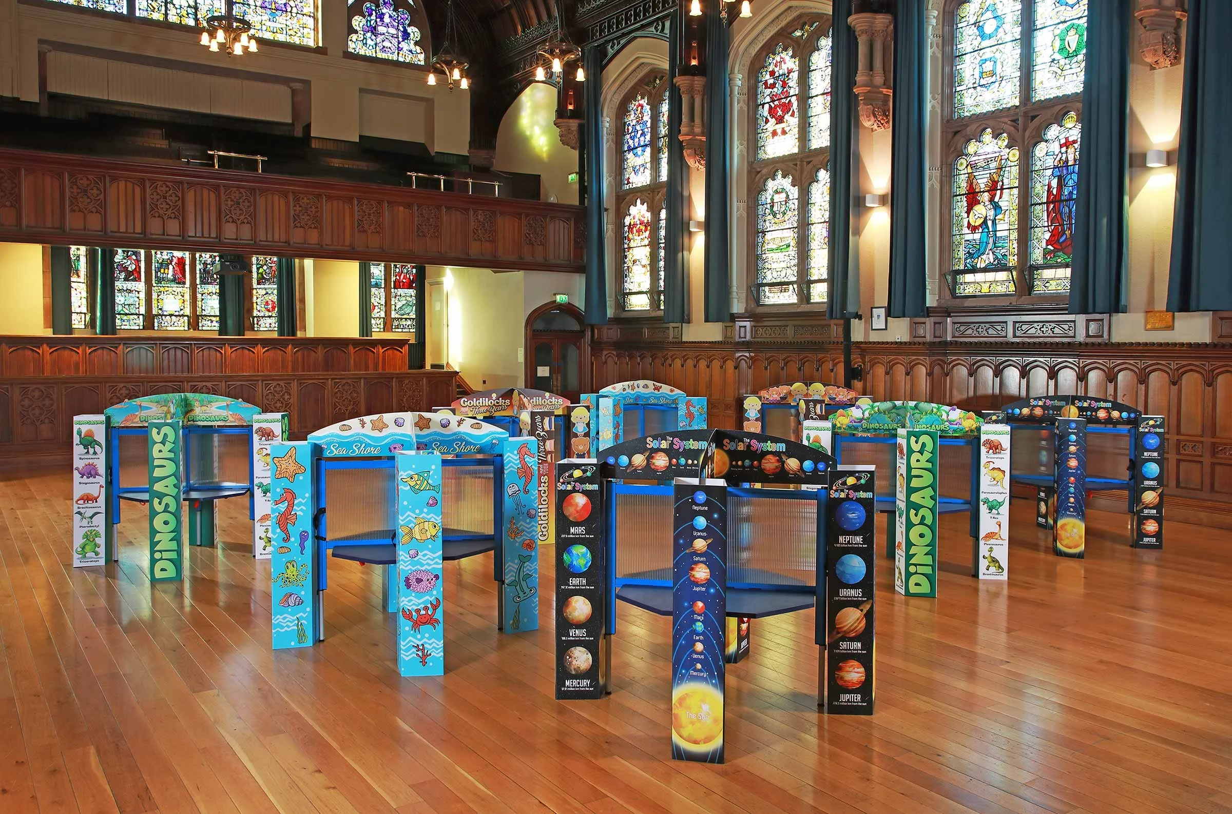 For social distancing, we modified our booth during Covid. 