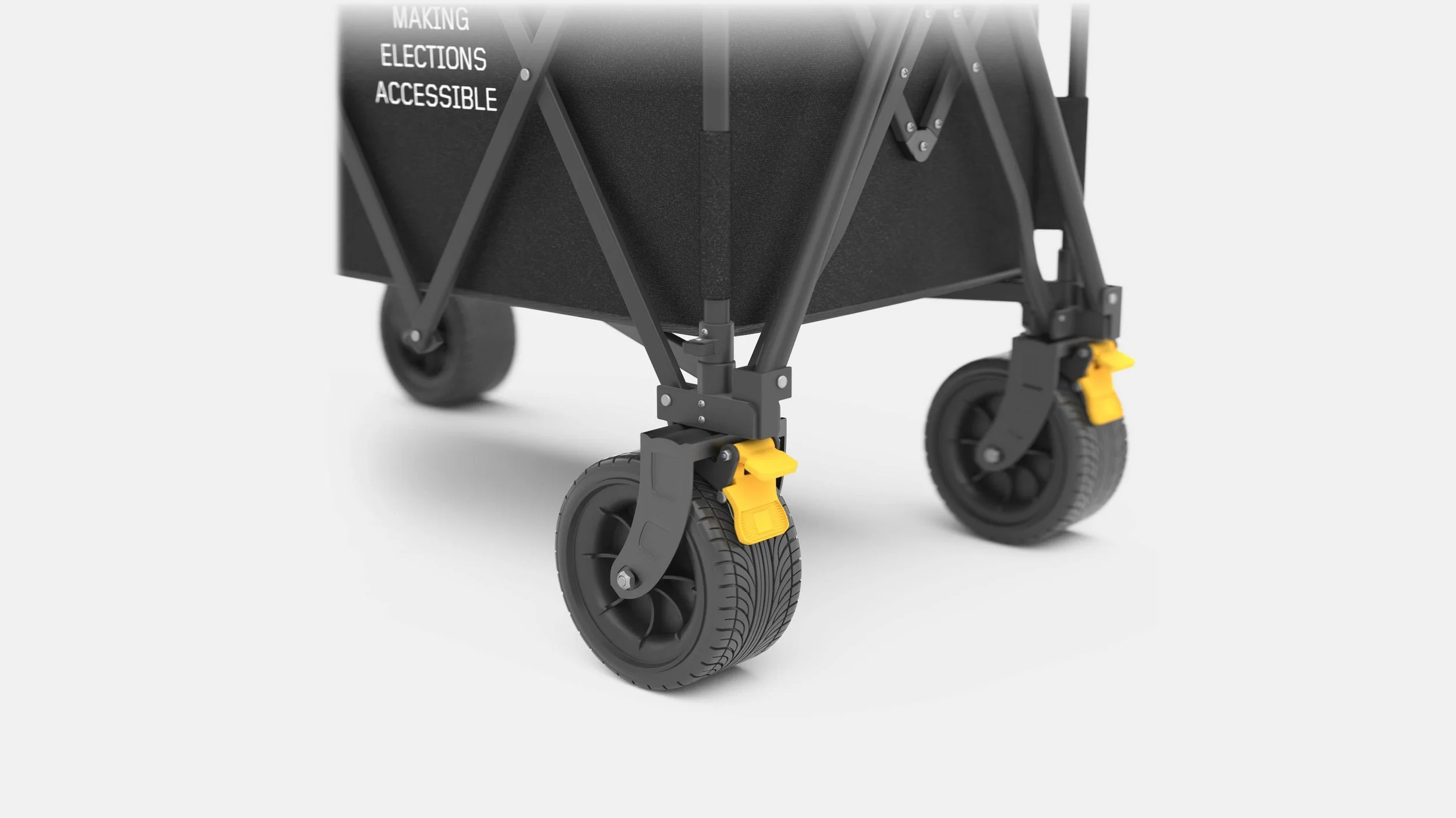 Close-up of the breaking mechanism on the Pakflatt Transfer Cart.