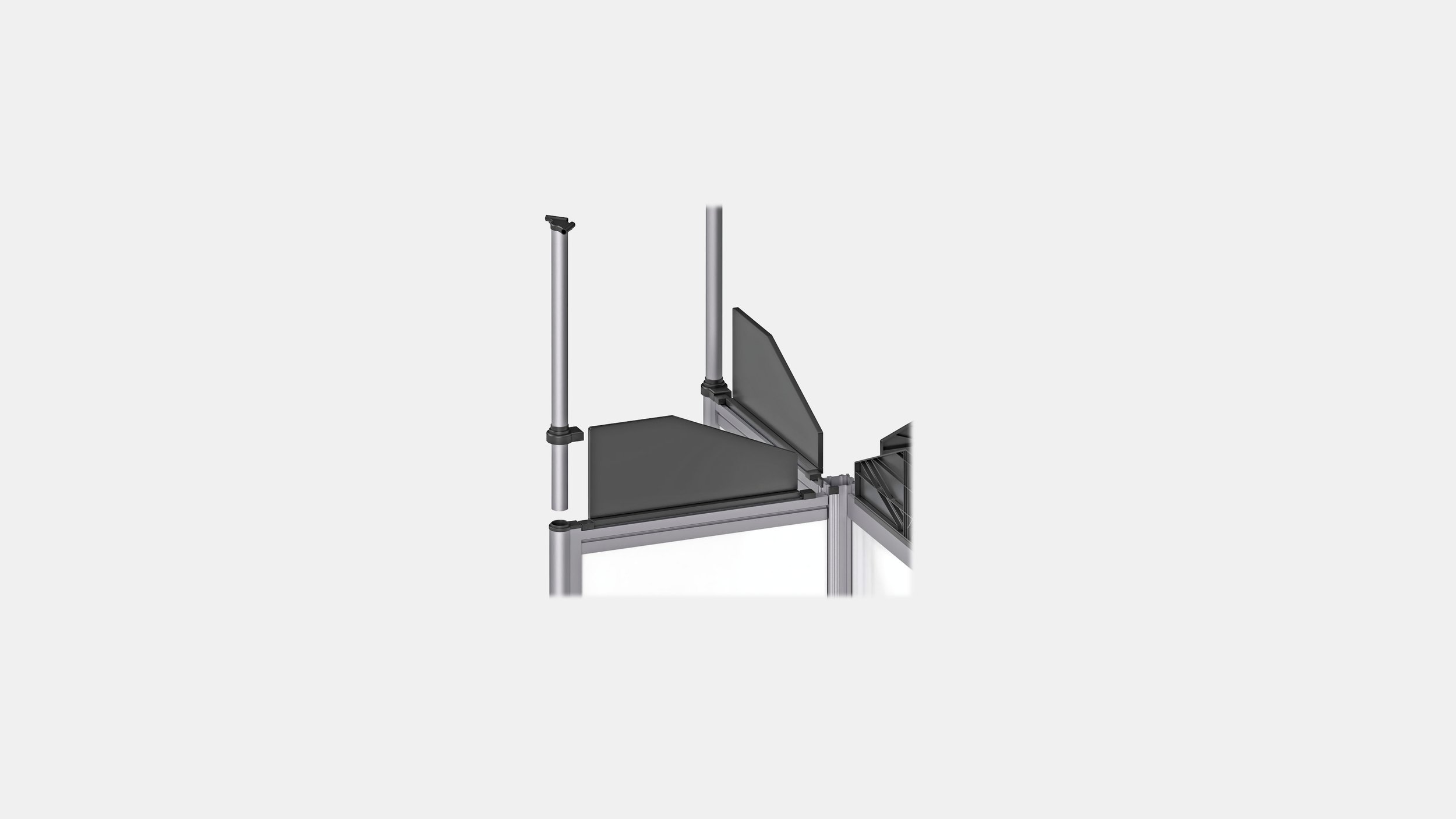 Fitting a pole extension into each frame pole.