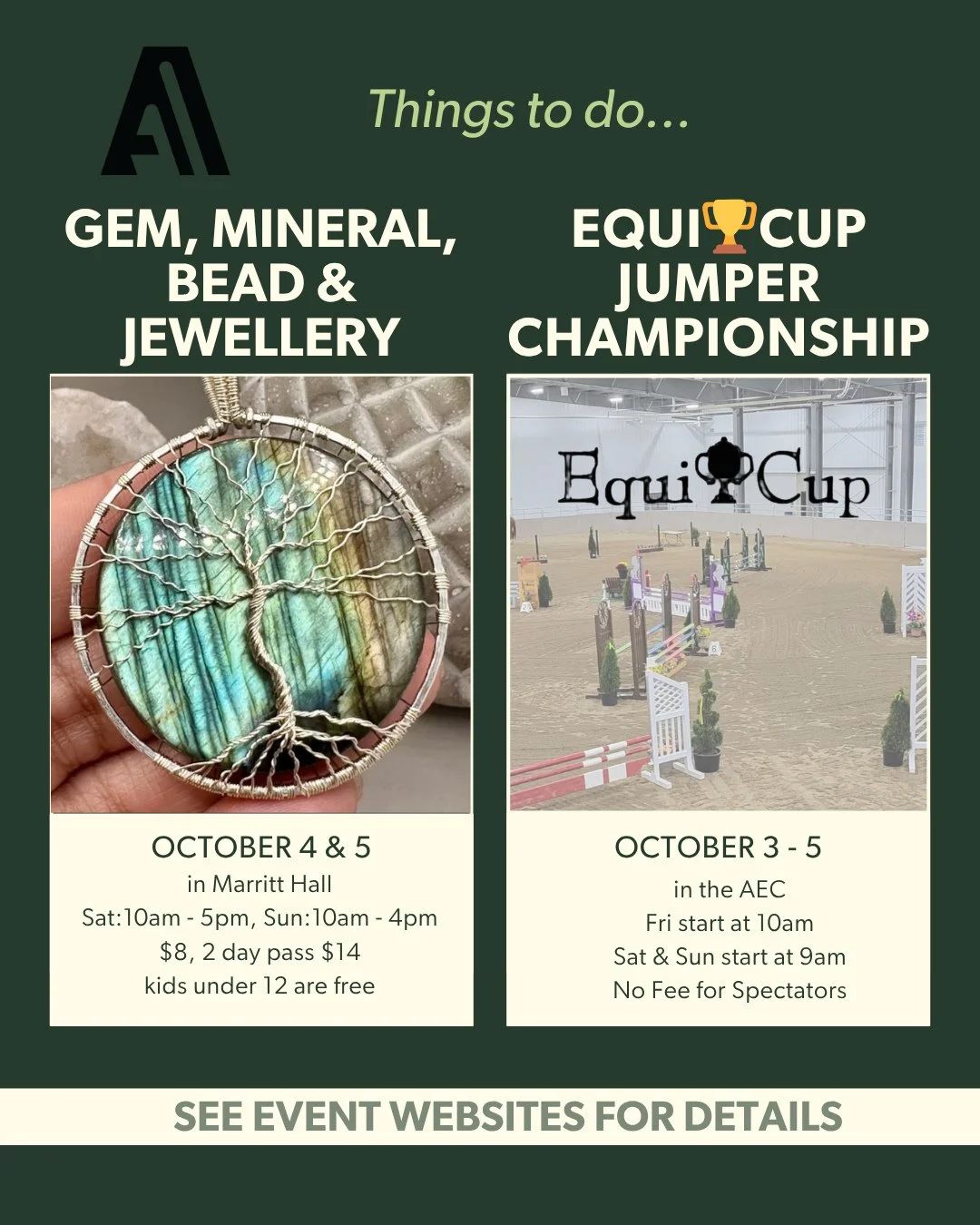 ✨ Things to Do This Weekend at the Ancaster Fairgrounds! ✨⁠
⁠
📍 Oct 3 - 5: Equi🏆Cup Jumper Championship Show⁠
Catch the thrill of show jumping at its finest 🐴✨ The course is as beautiful as the horses, and admission is FREE for spectators! www.fox